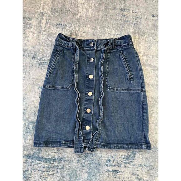 A new day Button Tie Front Denim Skirt Size 4 - Picture 1 of 4